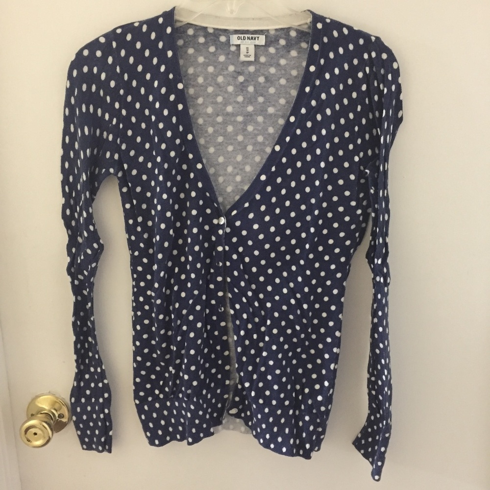 Old Navy Blue White Polka Dot Cardigan Size XS